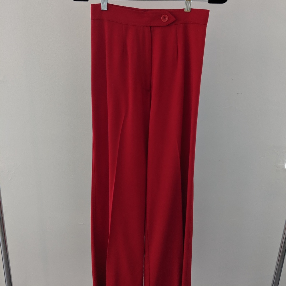 Red Wide Leg Town Clothes Trousers